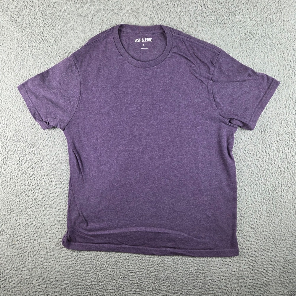 Ash & Erie Shirt Mens Large Purple Solid Cotton Blend Casual